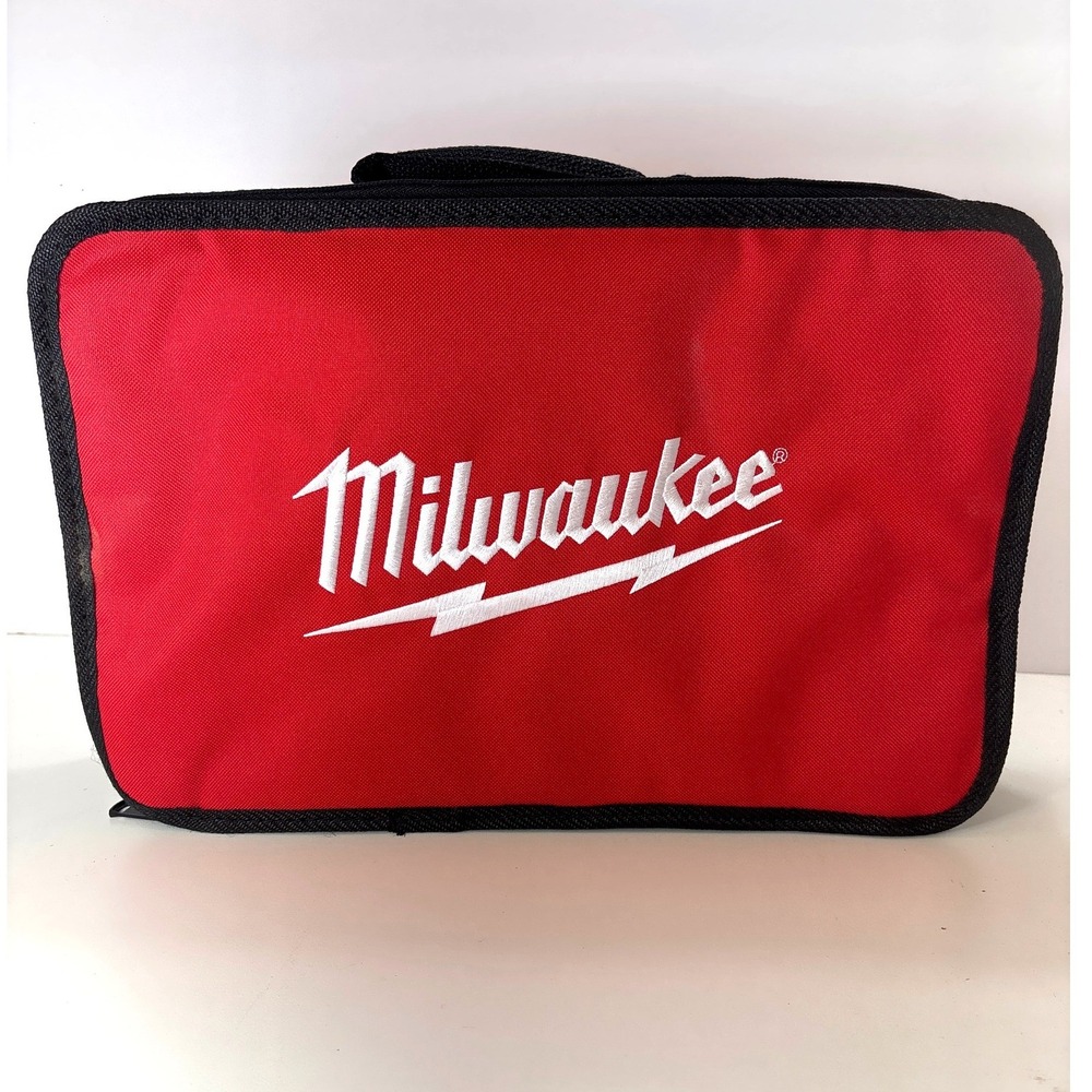 Milwaukee Tool Bag Red Black Canvas Soft Case Zip Organizer Carrying Bag 15x10